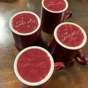 Fiestaware Set of (4) “O” Ring Style Vintage Mugs Discontinued Cinnabar